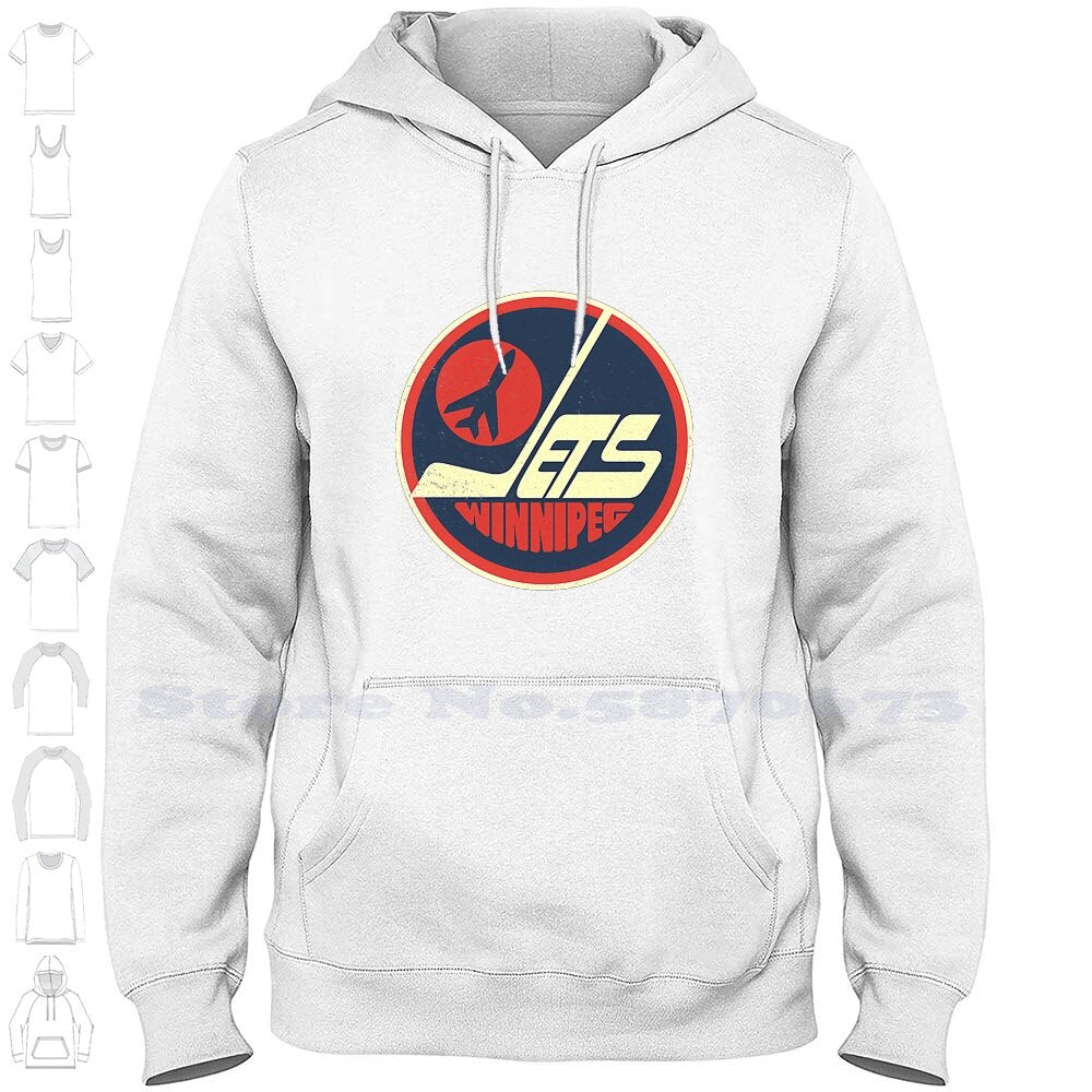 [Vintage Distressed] Long Sleeve Hoodie Sweatshirt Jets Wayne Gretzky Wha Winnipeg Logo World Hockey Association Hockey
